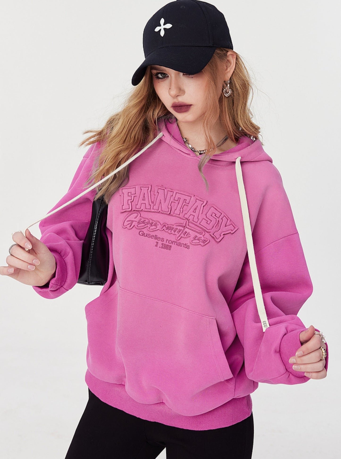 Purple Hooded Embroidered Top