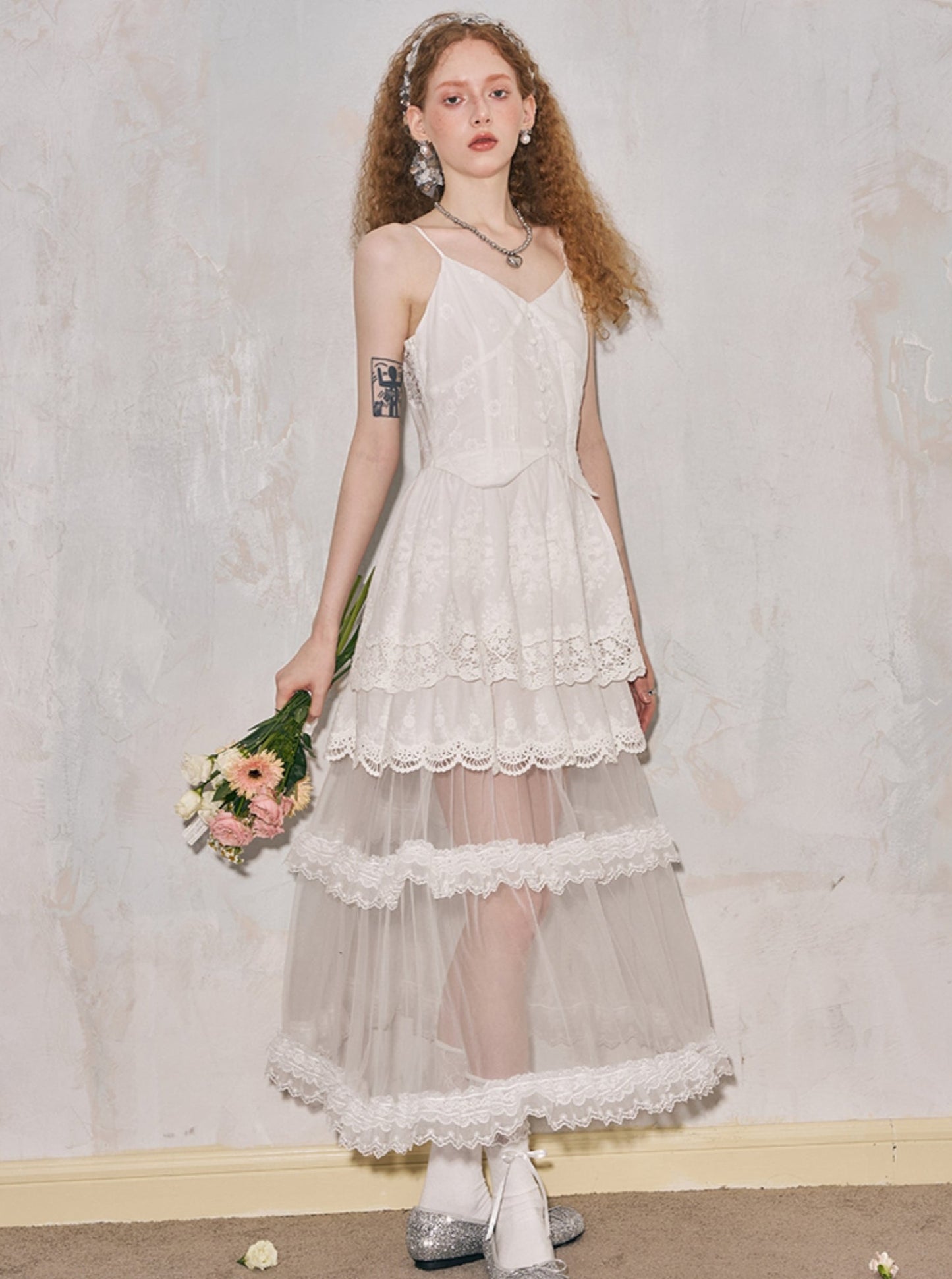 Cut-Out Embroidered Lace Dress