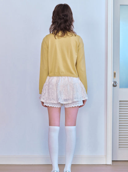 White Lace Short Pants Skirt
