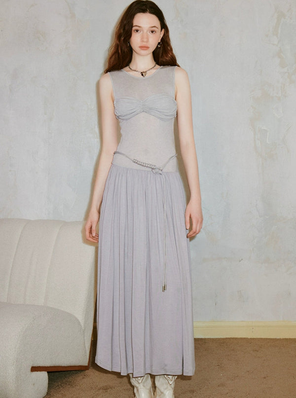 Draped Knit Pleated Dress