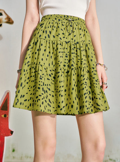 Elasticated Waist Leopard Skirt