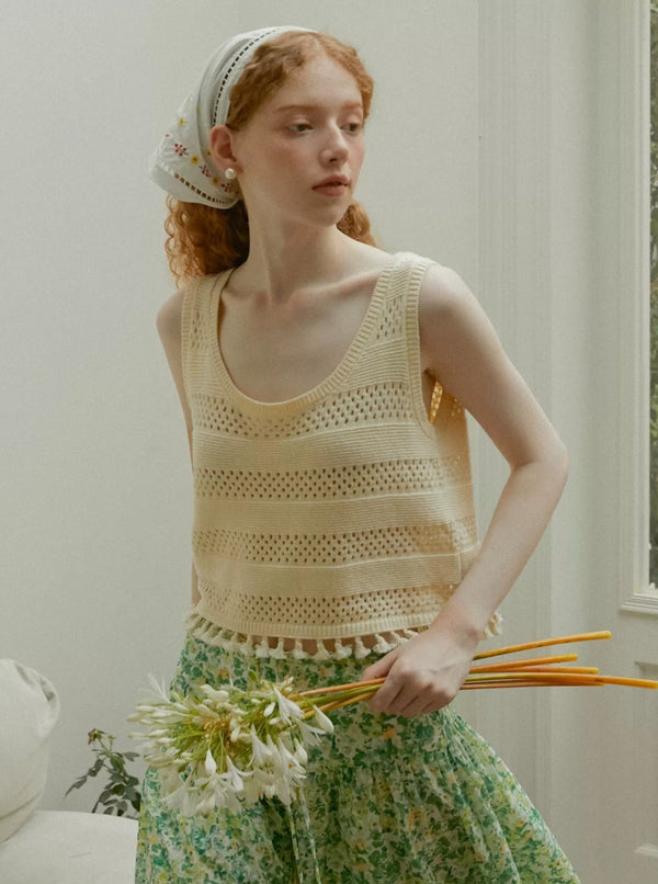 Tassel Knitted Vest Retro Top