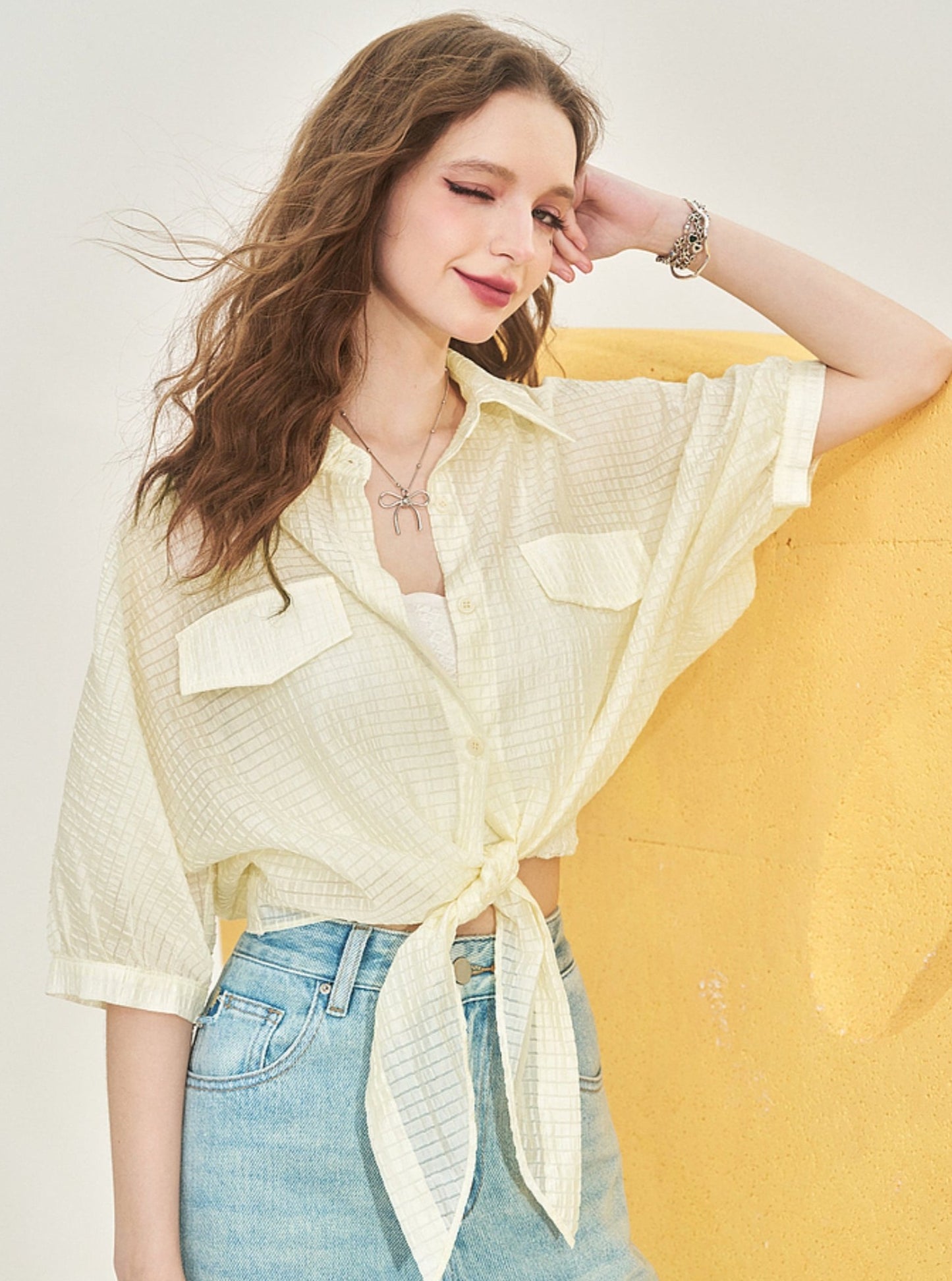 Short Sleeve Chiffon Shirt