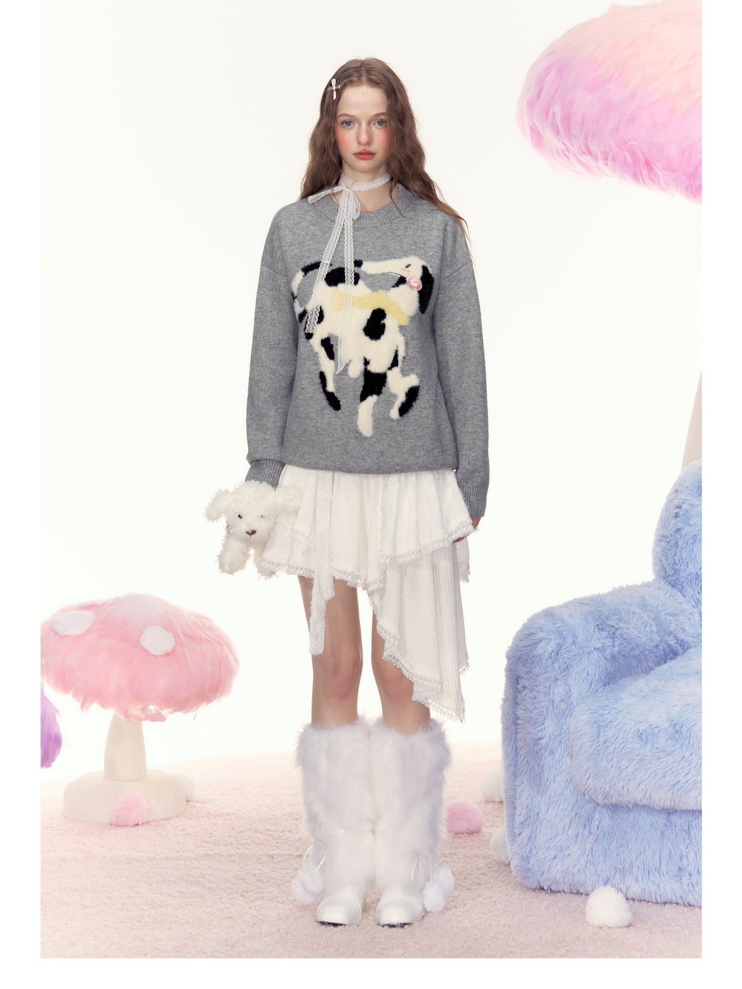 AYF|"Ollie Puppy" Autumn/Winter French retro design sense lazy style loose knit pullover sweater women