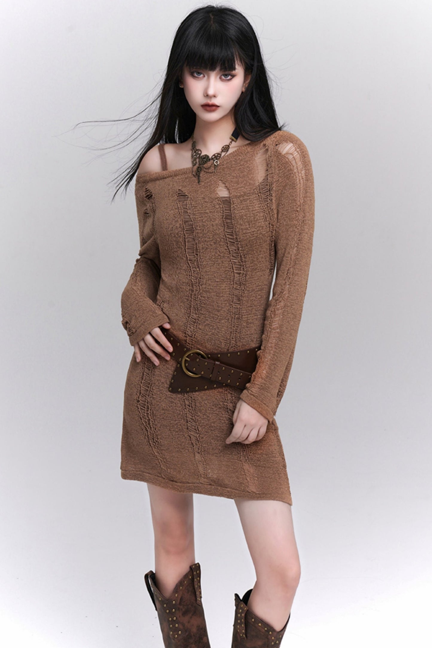 Prefall Backless Cut-Out Knit Dress Set-Up