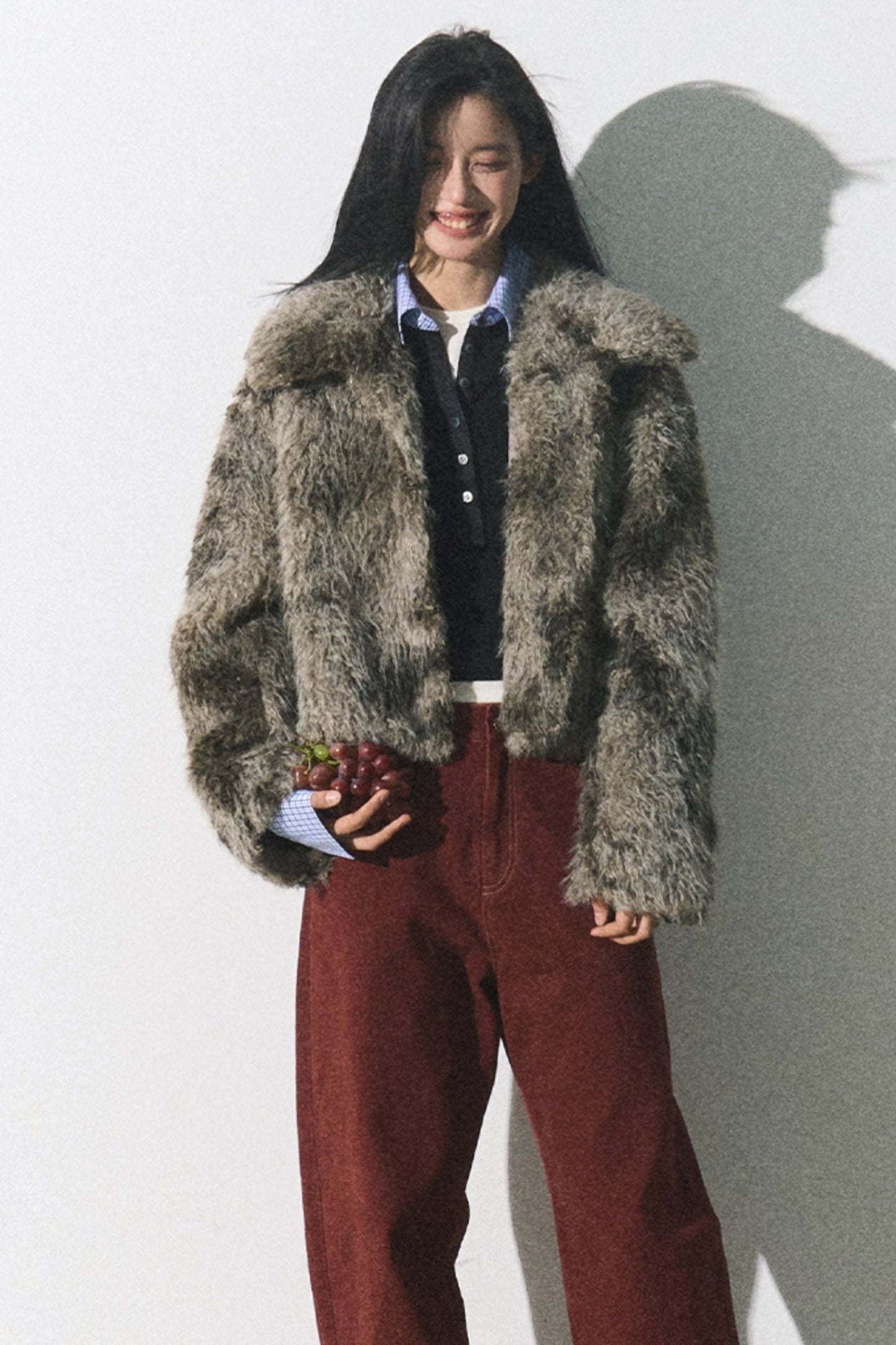 Moss Traces Distressed Fur Crop COAT