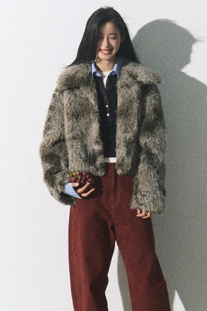 Moss Traces Distressed Fur Crop COAT