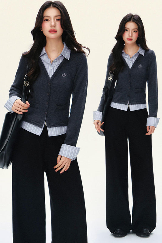 Two-Piece Look Slim Cardigan