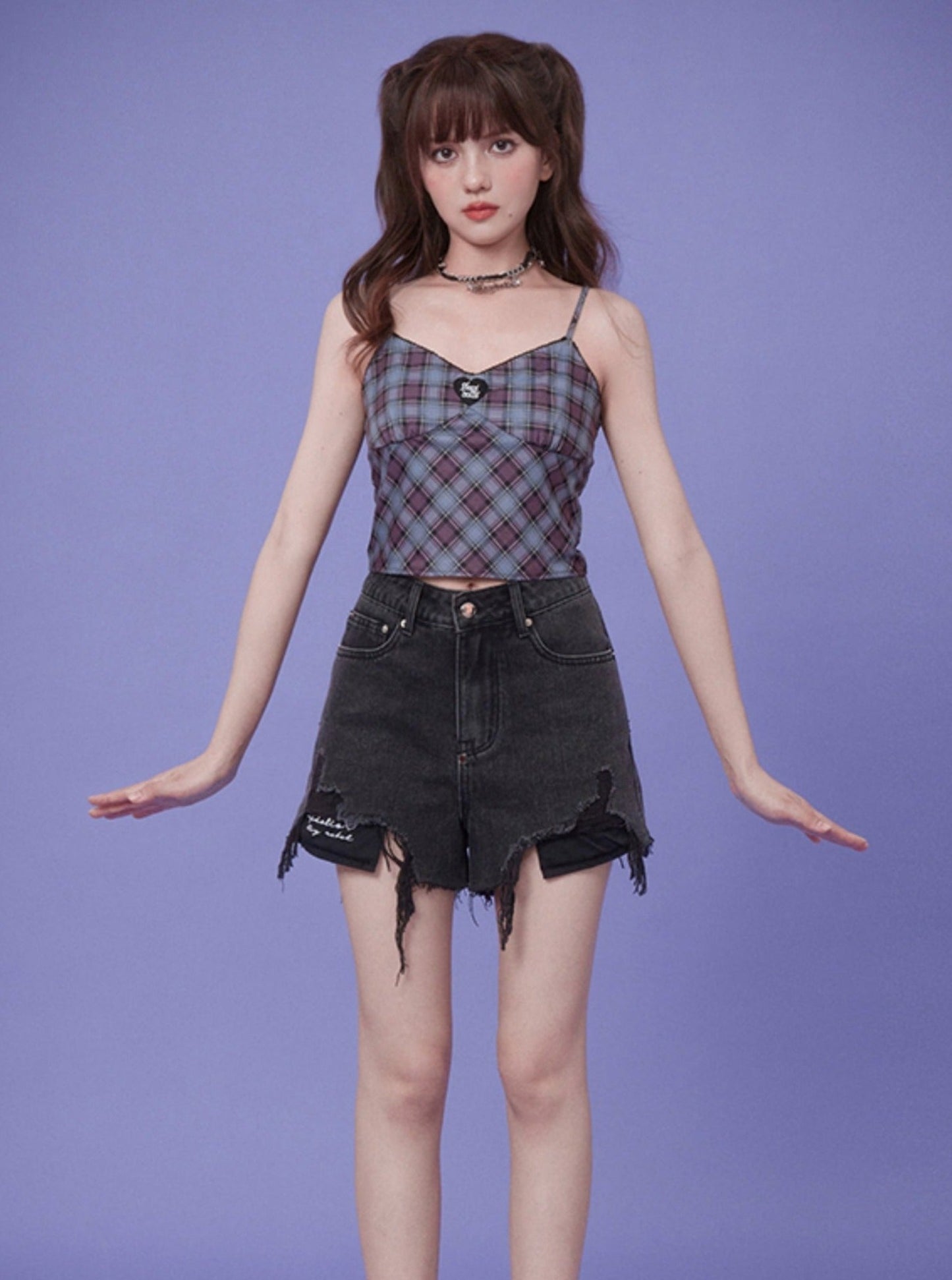 Checkered Suspender Top