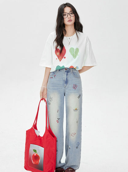 Embroidered Heart Pocket T-Shirt