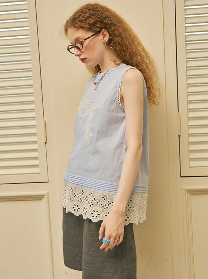 Embroidered Patchwork Sleeveless Top