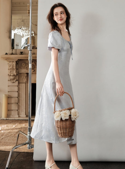 French Jacquard Short Sleeve Dress