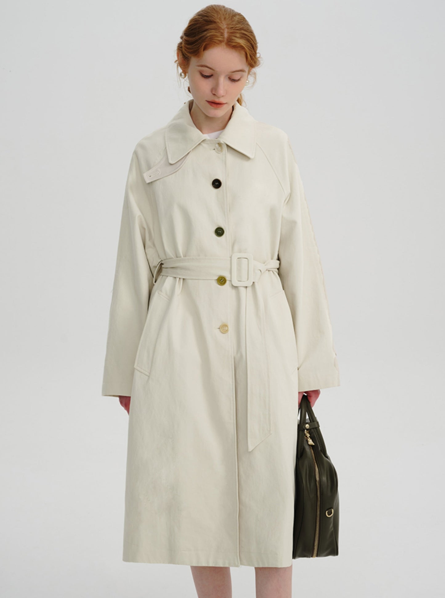 Mid-length trench thin temperament coat
