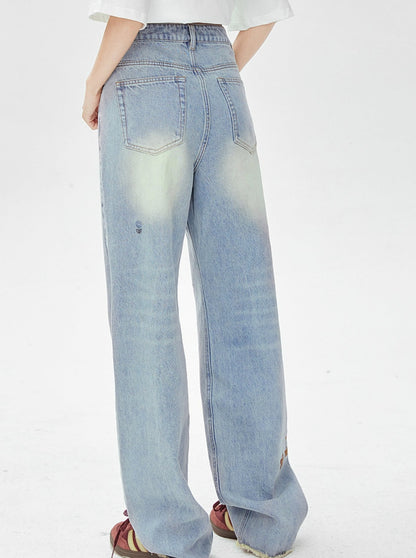 Pocket Light Color High Waist Jeans