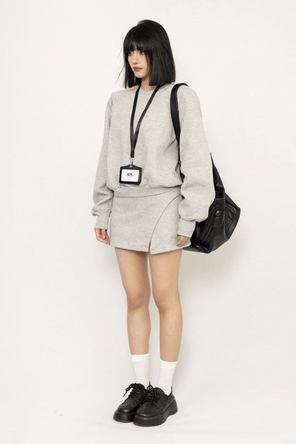 Padded Shoulder American-Style Short Sweatshirt