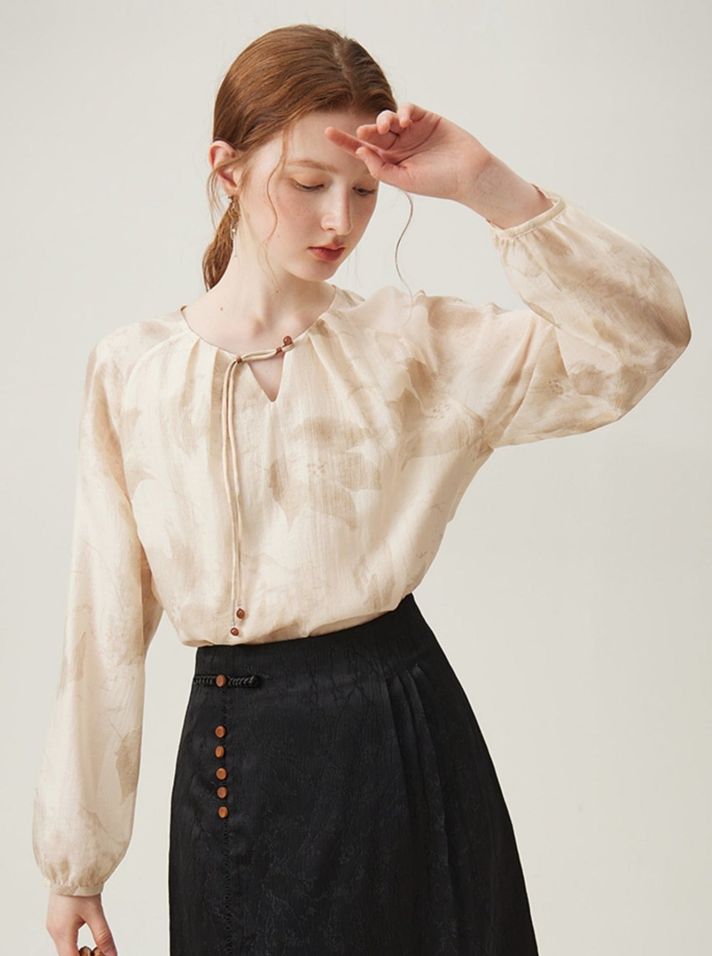 Chinese Light National Style Printed Top