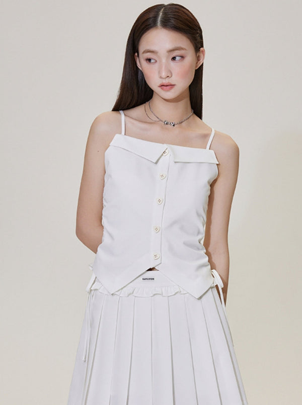 Shirred Lace-Up Bandeau Top