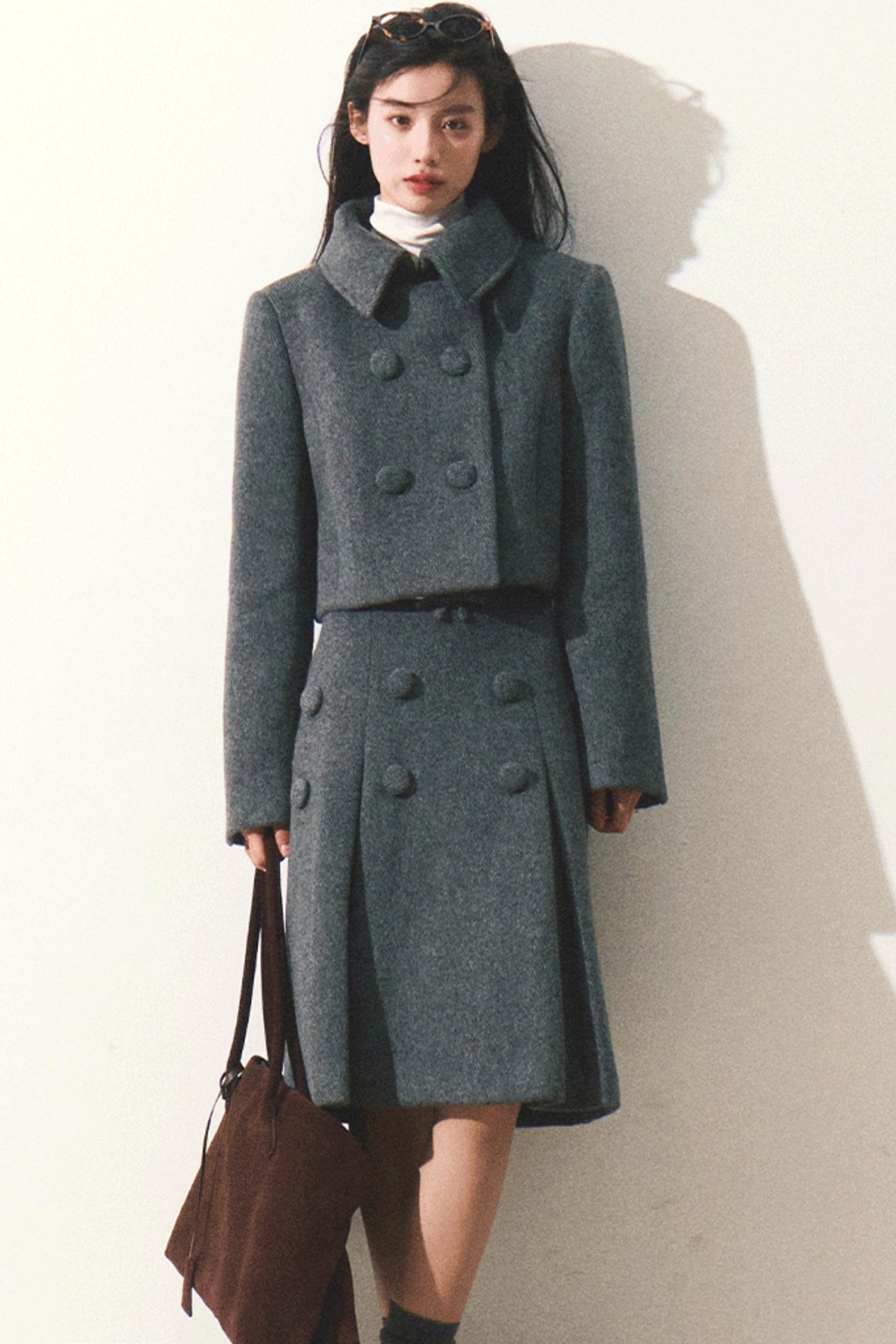 Wool Tweed Jacket Skirt Set-Up