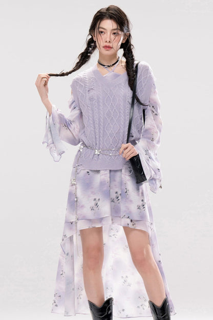 Smokey Purple Layer Dress Set Up