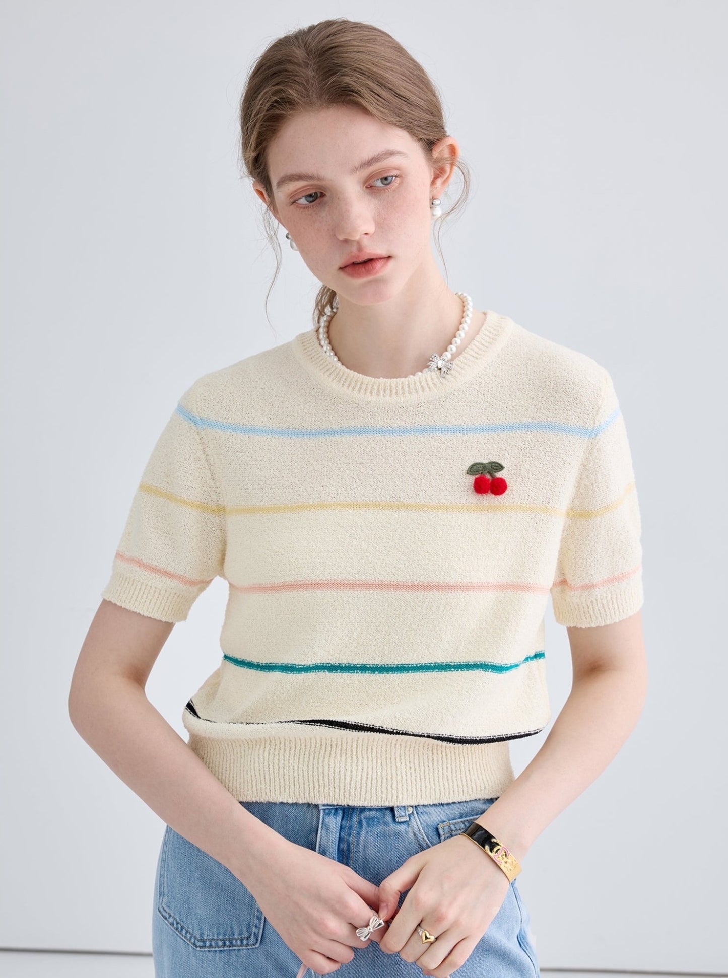 Breathable Stuffy Striped Short Sleeve Top