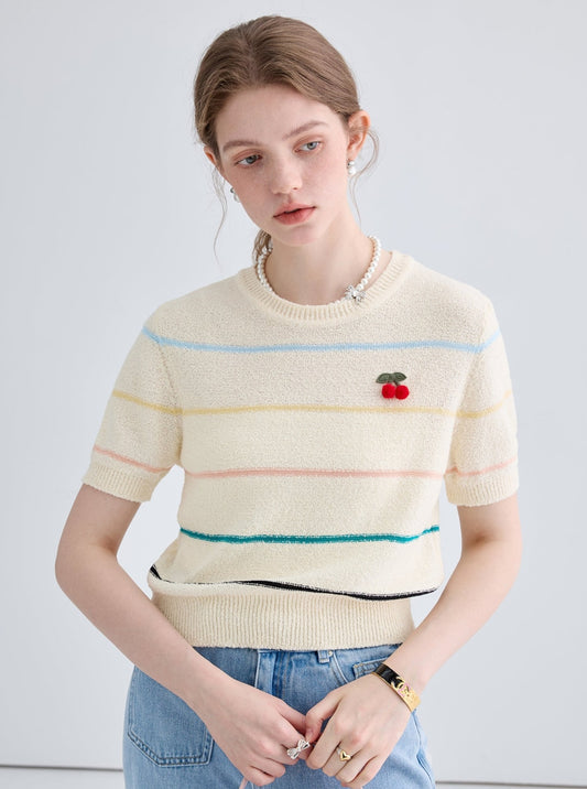 Breathable Stuffy Striped Short Sleeve Top