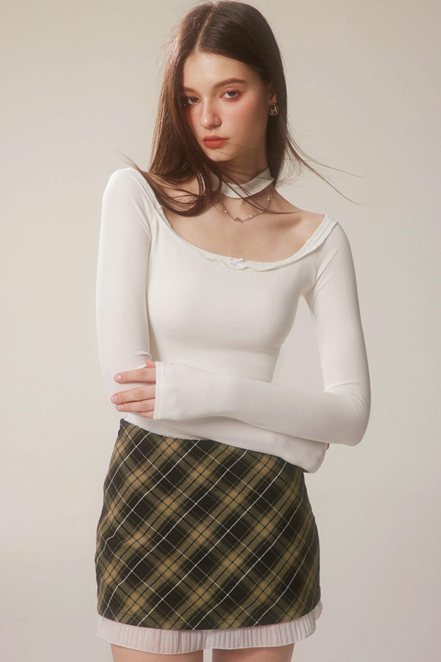 One-Shoulder Bow Basic Top