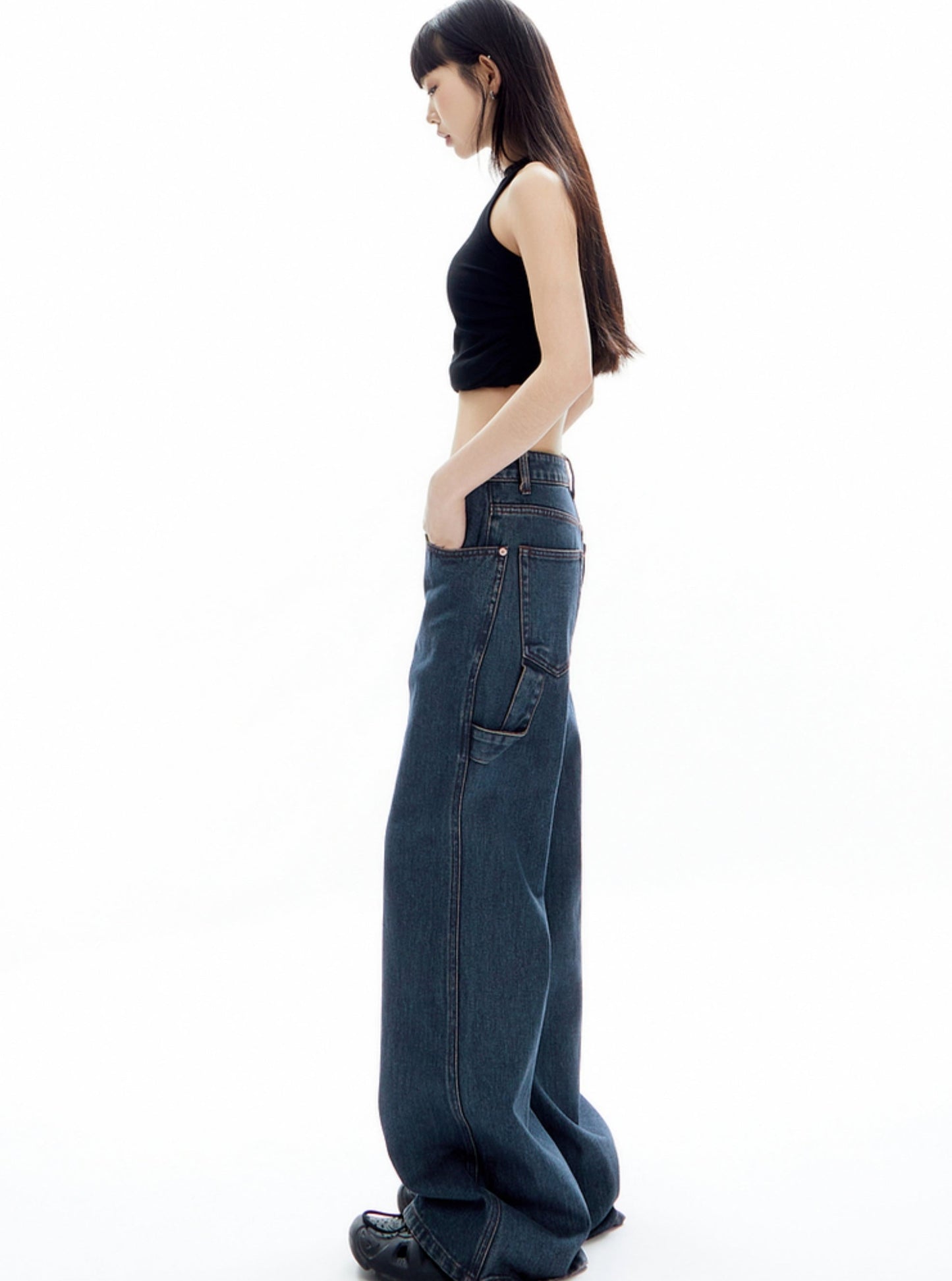 Asymmetrical Silhouette Wide-Leg Pants