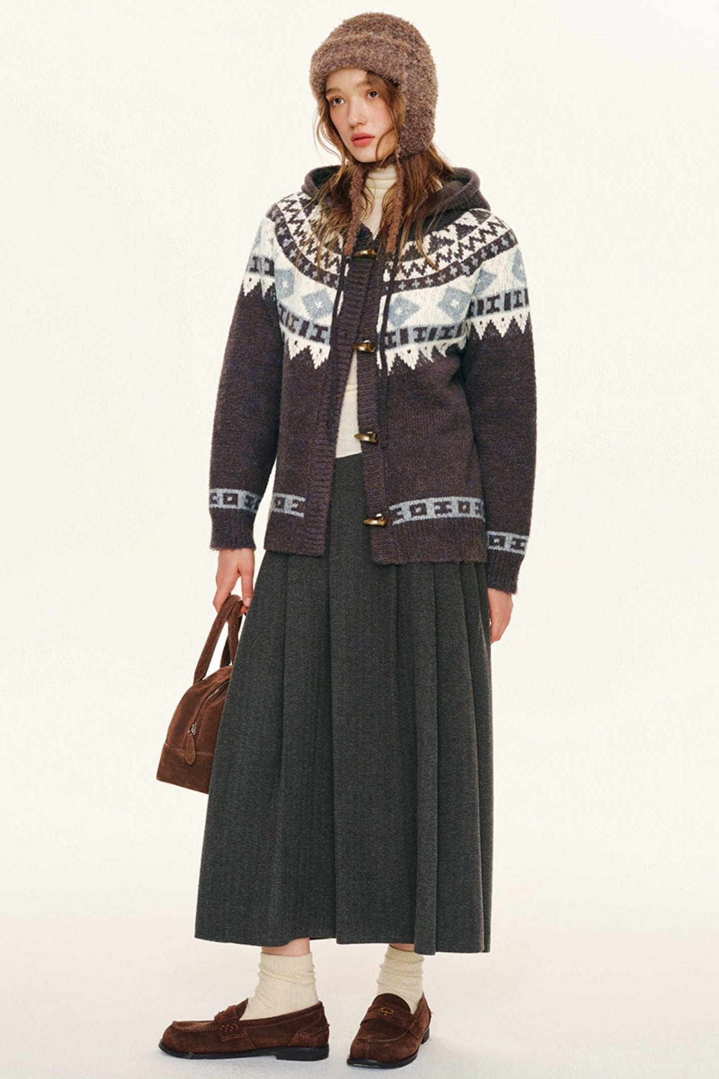 Fair Isle Varsity Knit Cardigan