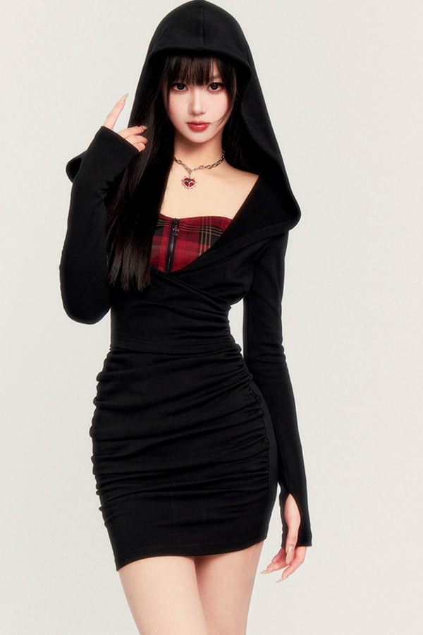 크리스마스 신축 허리 드레스 