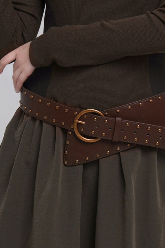 Ghost Girl Studded Vintage Brown Belt