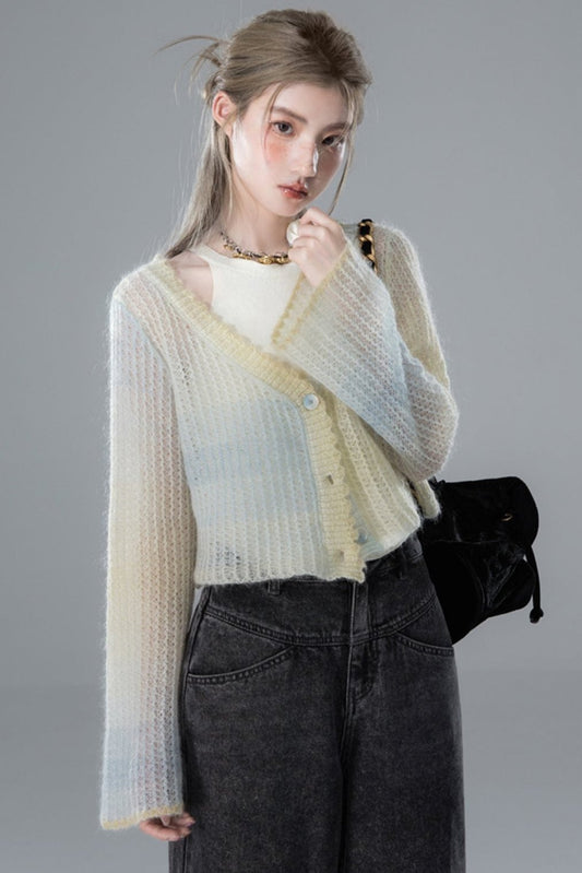 Blauer Gradient Cardigan Set 