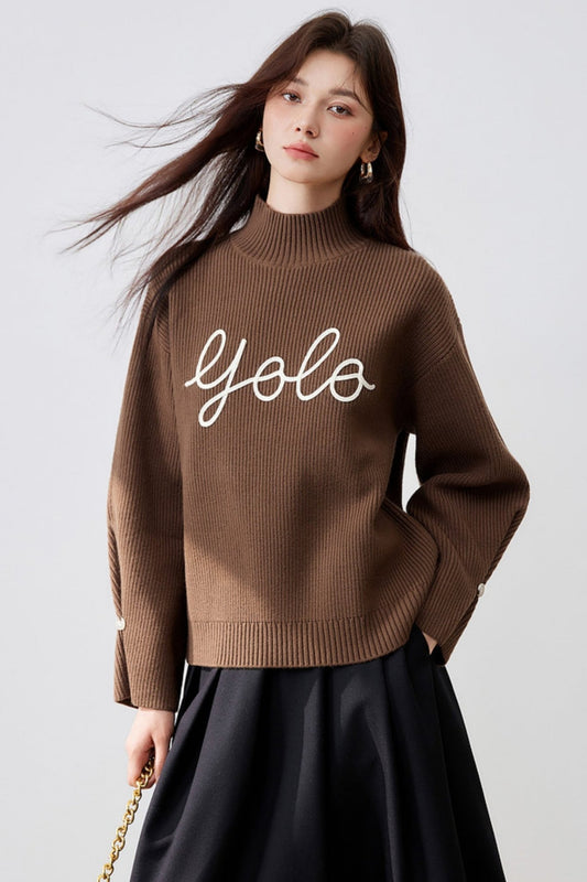 MEETLADY French Lazy Wind Soft Wool Knitwear Women's 2024 Winter Clothes Loose and Thin Turtleneck Sweater Women