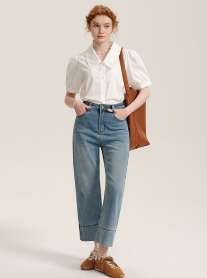 High-Waisted Cropped Pipe Pants