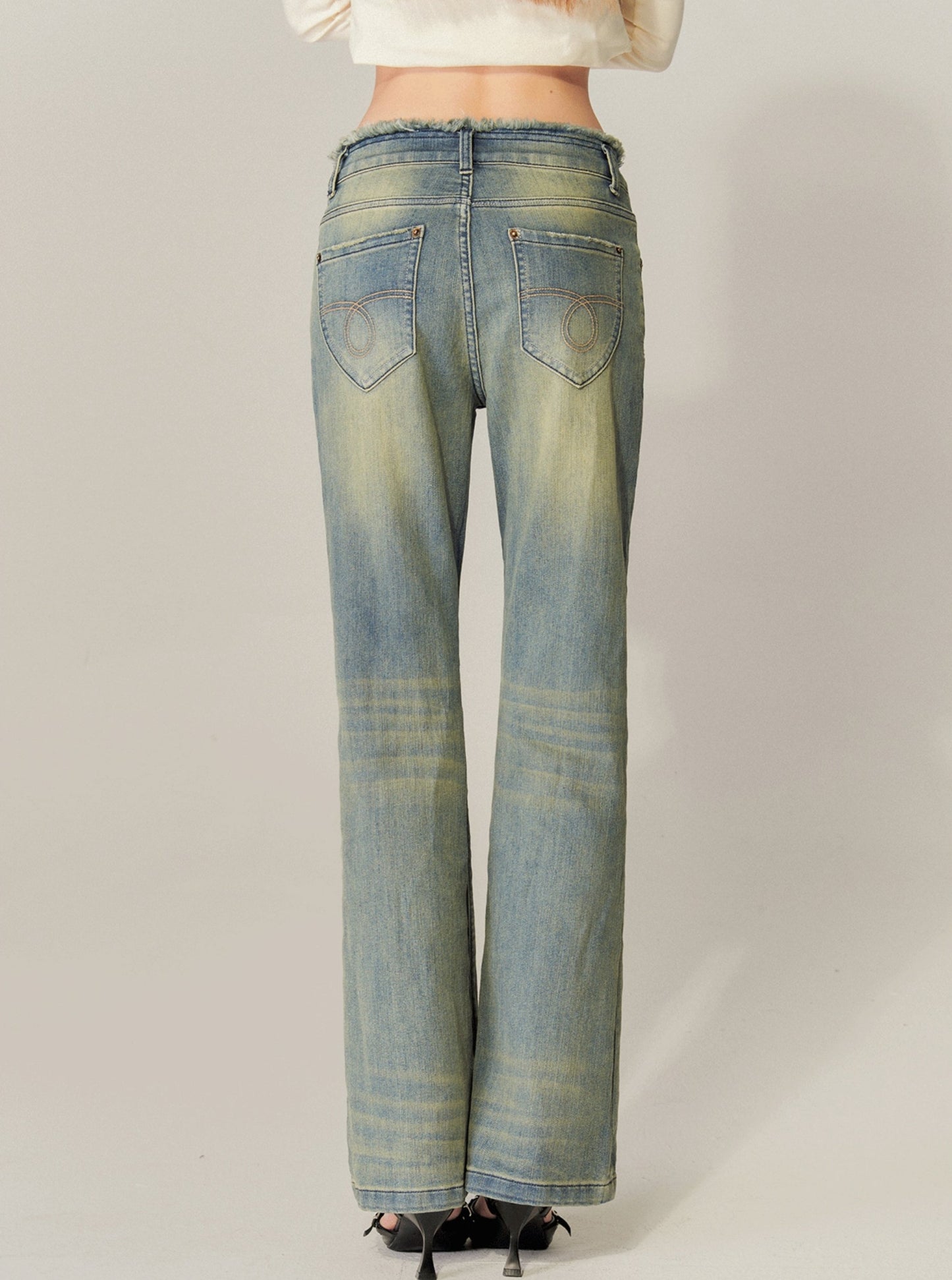 American retro washed flared jeans