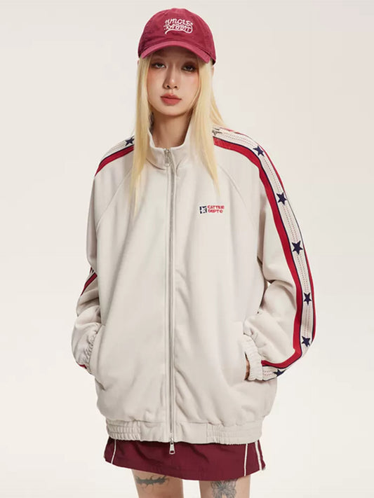 American Retro Color-Blocked Sport Jacket