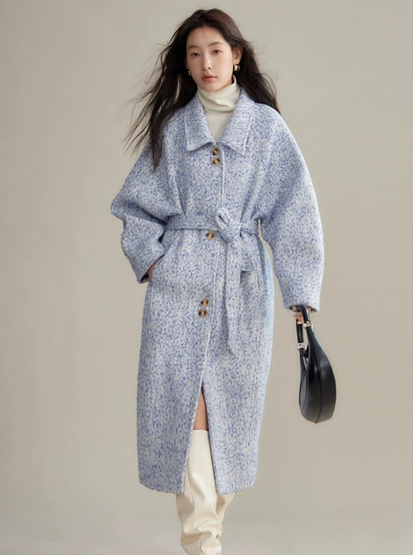 Loose thickened high-count wool coat
