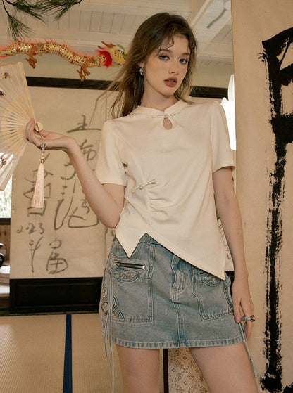 Chinese Buckle Short Sleeve Top