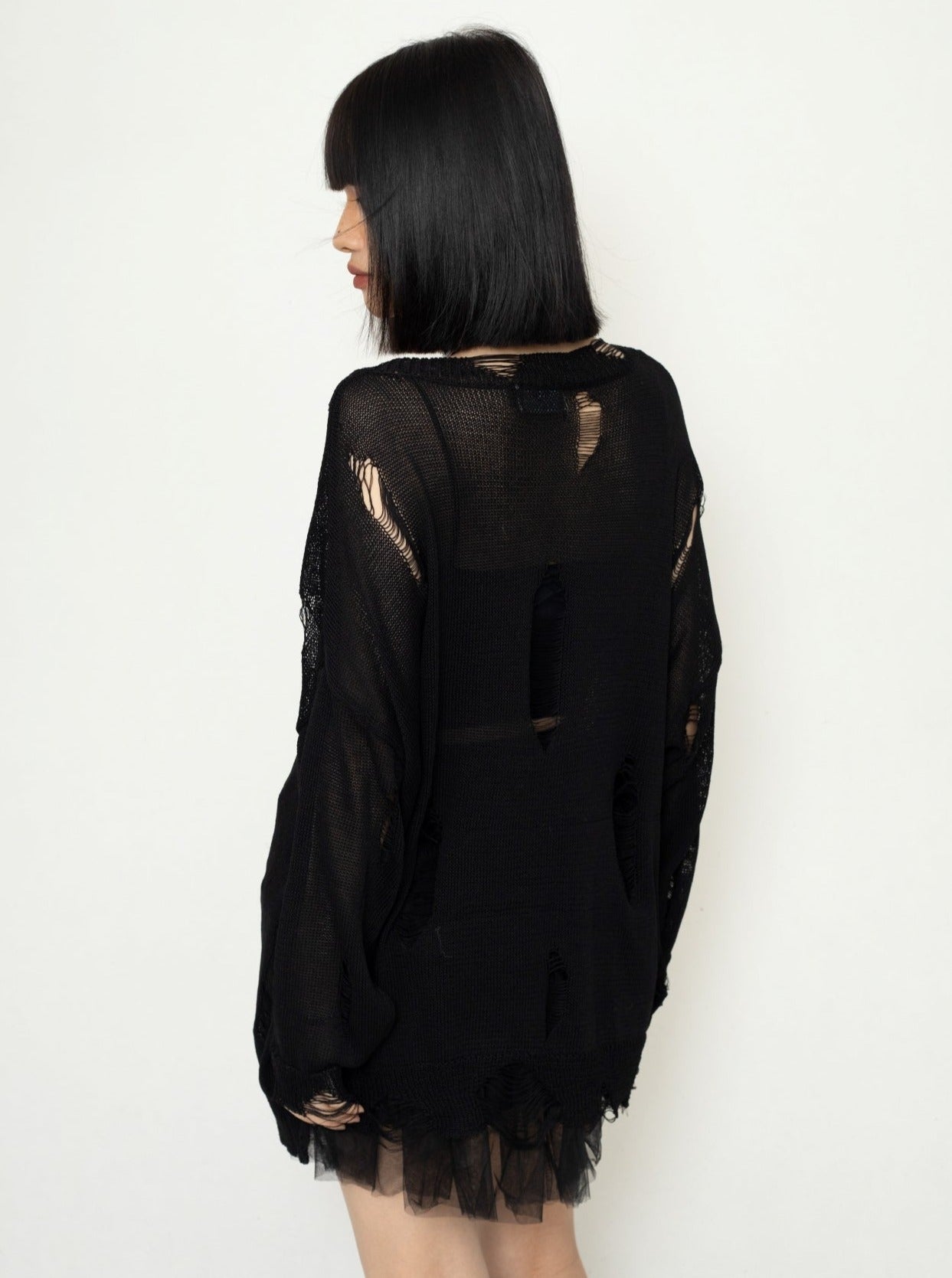 Mesh Cut-Out Butterfly Sweater Top