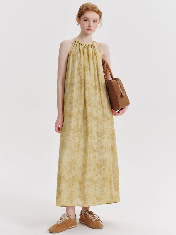 Chinese Tencel Suspender Halterneck Dress