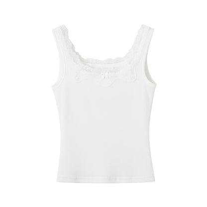 Lace Bow White Camisole