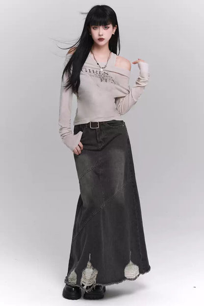 New Fashion Long Denim Skirt