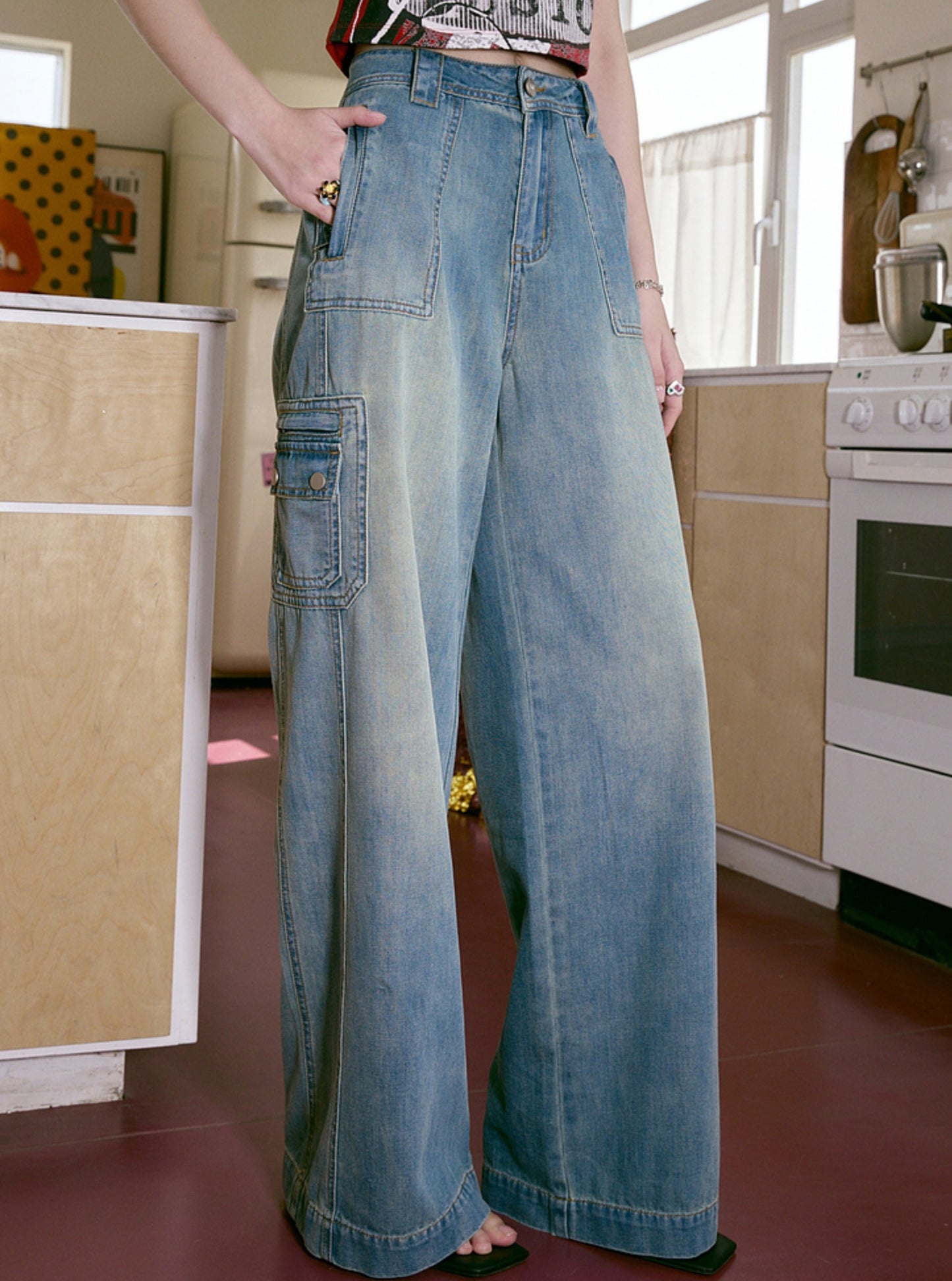 High Waist Fairy Pocket Denim Pants