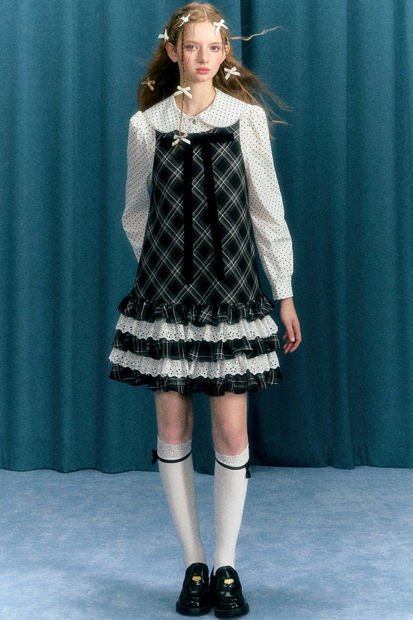 Black & White Quilted Lace Doll Dress