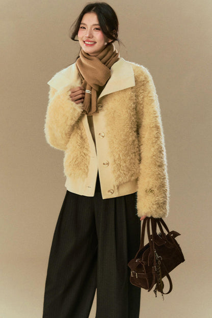 Cropped Fur Lapel Jacket