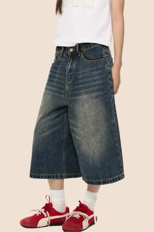 Retro High-Waisted Denim Shorts