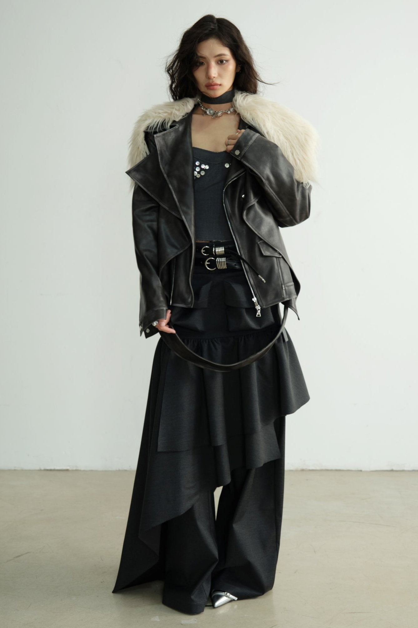 Dark Retro Rock Long FURLAR JACKET