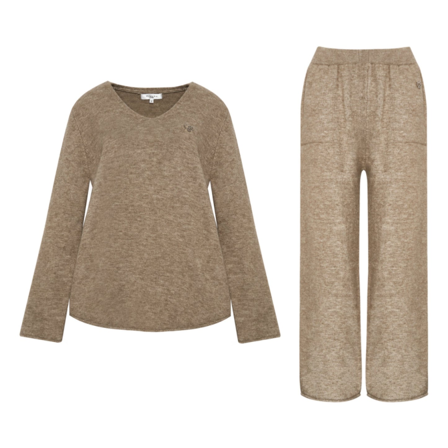 Rolled Sweater & Wide-Leg Pants Set-Up