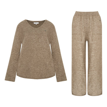 Rolled Sweater & Wide-Leg Pants Set-Up