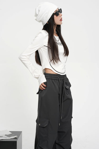 High Waist Long Sleeve Crop Top