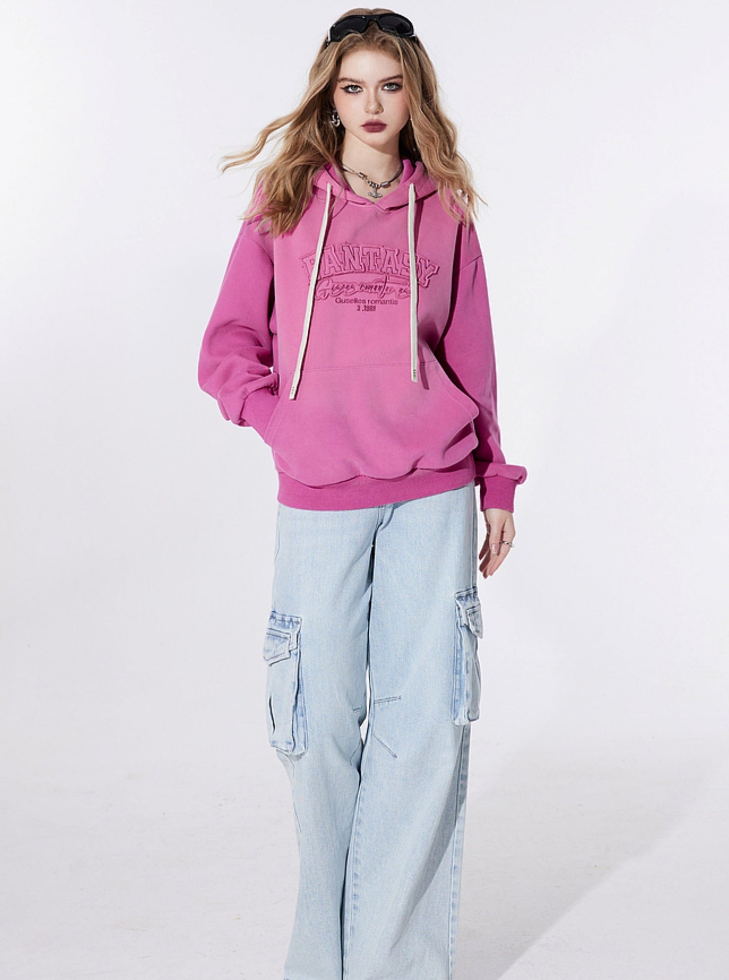 Purple Hooded Embroidered Top